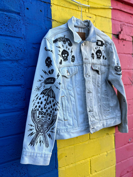 Hand Printed One of a Kind Levi's Denim Jacket