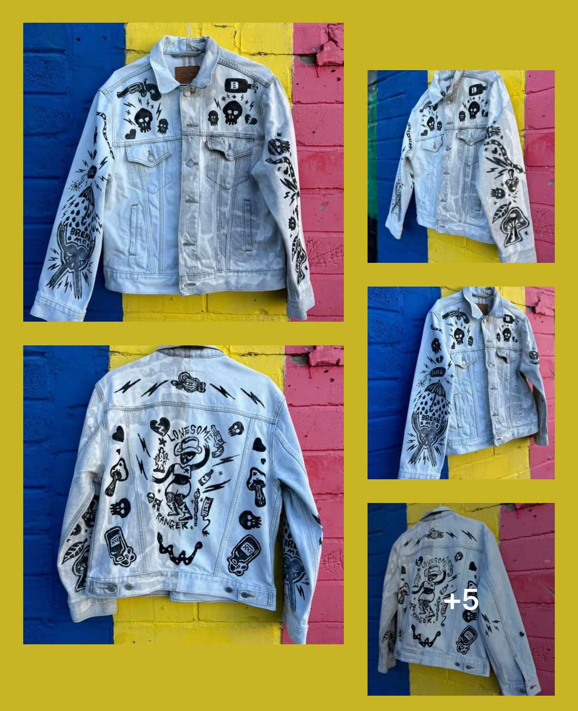 Hand Printed One of a Kind Levi's Denim Jacket