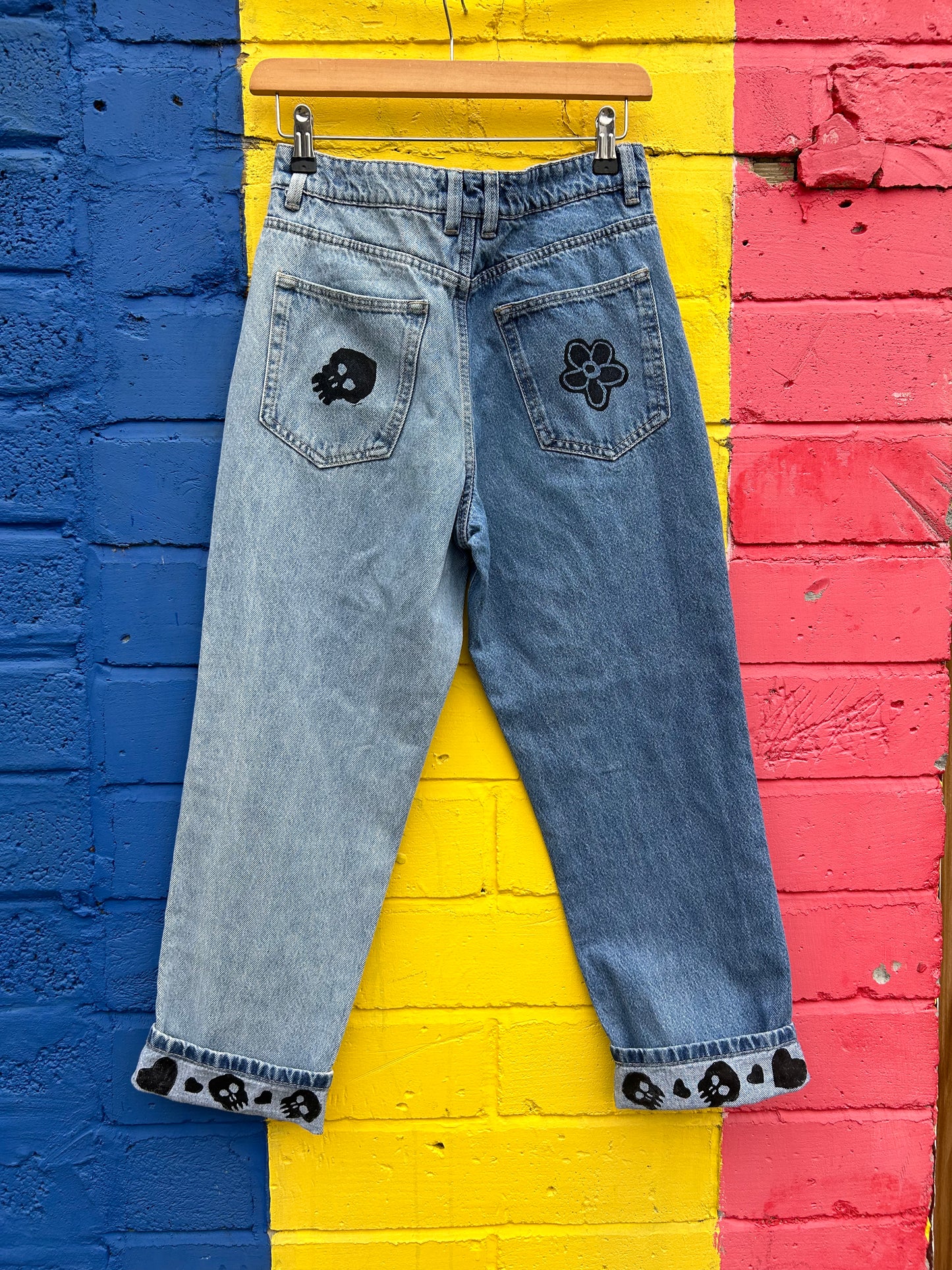 Skull, Heart and Flower jeans size 8